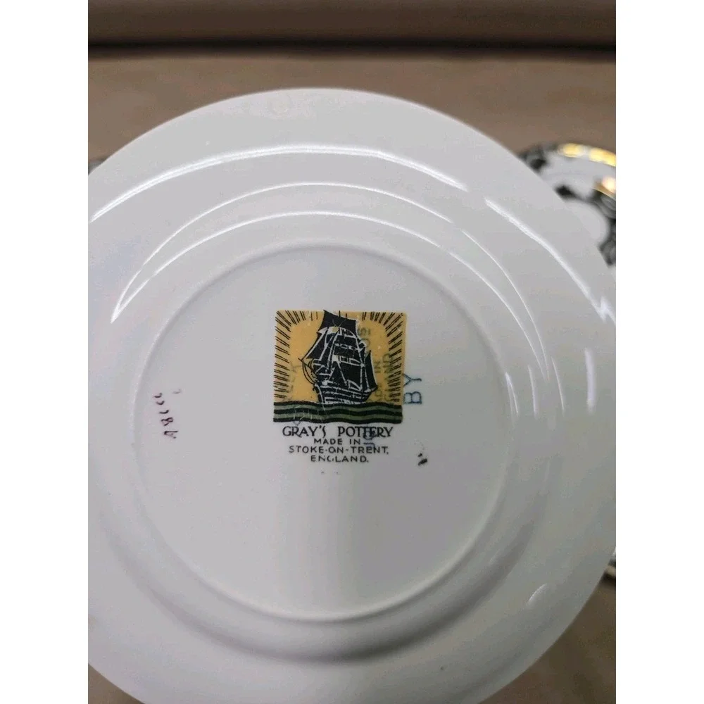 Vintage Gray's Pottery Butter Plates Set Of 6 - Picture 3 of 5